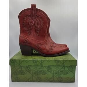 HOCHFART Womens Boots Size 7.5 Brown Western Embroidered Cowgirl Slip On